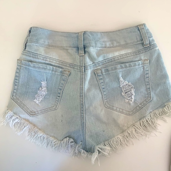 Light-Wash High Waisted Jean shorts (size 0/24, distressed style) - Picture 2 of 4